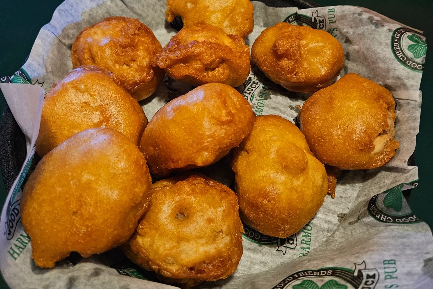 Hand-breaded deep-fried mushrooms