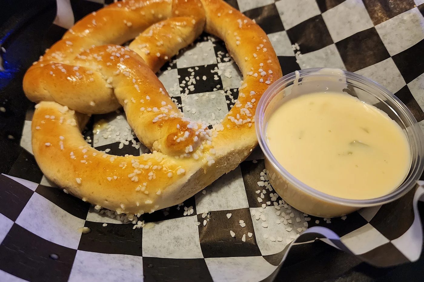 Pub pretzel with beer cheese