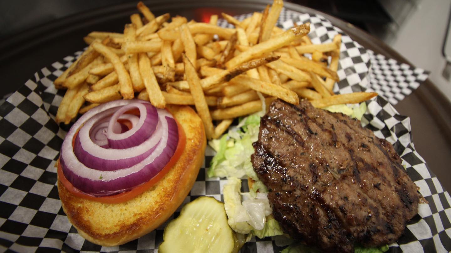 Harmon's burger and fries